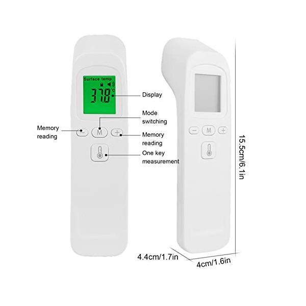 TOPINCN Thermomètre Numérique Frontal, Thermomètre Infrarouge sans Contact, Lecture Précise et Alarme Haute Température, Rapp