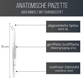 Pince à épiler anatomique avec poignée coudée - Acier inoxydable