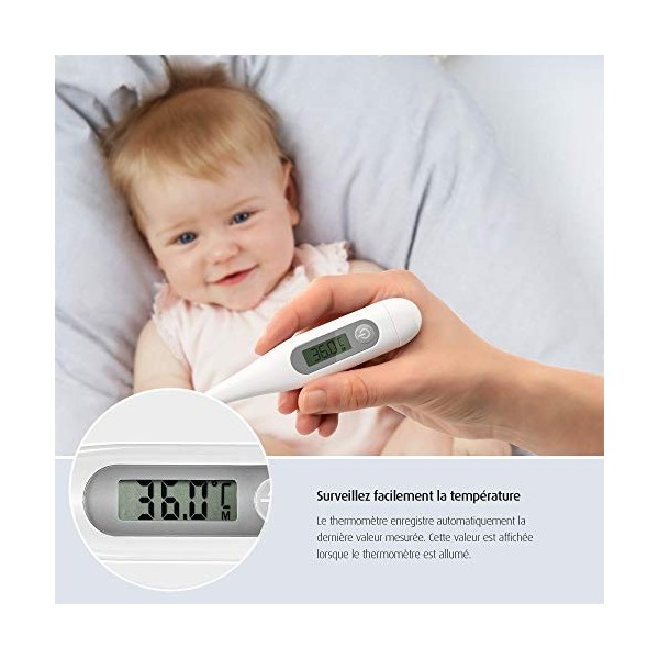 Reer Classictemp Thermomètre Numérique pour Bébés/Enfants Durée de Mesure de 20 Secondes 98102 Blanc