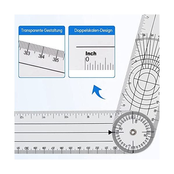 LIVASH 4 Pi¨¨Ces Goniom¨¨Tre Physioth¨¦Rapie 360 Degr¨¦S Rotation Rapporteur Physioth¨¦Rapie PVC pour Physioth¨¦Rapie, Th¨¦Ra