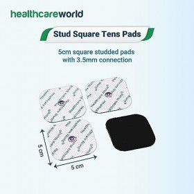 Healthcare World Électrodes de TENS 5cm x 5cm avec Connecterus Snap 16 Pièces Compatible Avec Beurer Et Sanitas TENS EMS