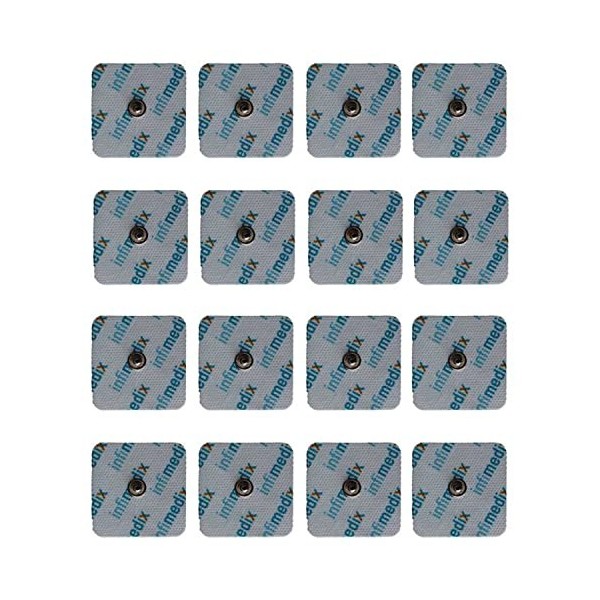 TENS Lot de 20 électrodes avec connecteur à bouton pression 3,5 mm pour TENS/EMS 45 x 45 mm