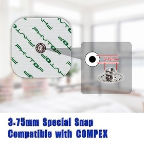 PHYTOP electrodes pour electrostimulateur compatibles avec Compex, Electrodes Tens auto-collantes Easy Snap avec connexion Bu