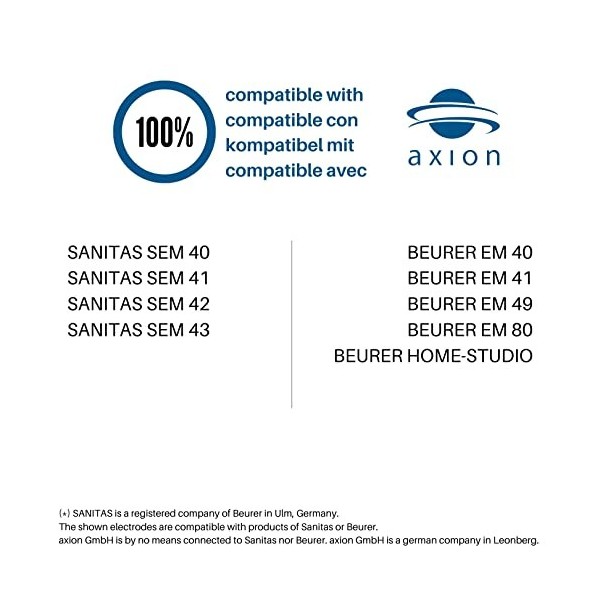 axion - Électrodes MAUX DE DOS compatibles avec électrostimulateur SANITAS SEM 40/41/42/43/44/50 BEURER EM 40/41/49/80 