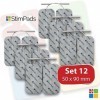 Stimpads, 50X90mm, Lot de 12 Electrodes TENS – EMS Haute Performance, Longue Durée de Vie avec Connecteur Broche Universel 2m