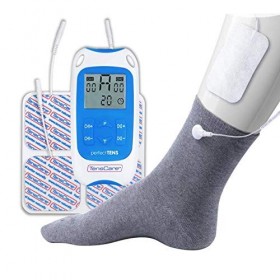 Tenscare - K-Perfect-Sock - Appareil de Soulagement de la Douleur avec Chaussettes Conductrices, Blanc et Bleu, Perfect TENS 