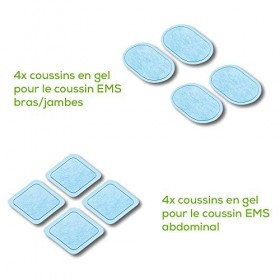 Beurer EM 22 coussins en gel avec piles, kit de rechange avec 8 coussins en gel autocollants et 3 piles 3V CR2032 à utilise
