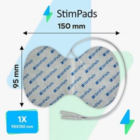 StimPads Sixpack TENS EMS Électrode 1 95 x 150 mm avec double connecteur de 2 mm • Bonne adhérence et conductivité • Électr