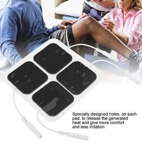 Alomejor Coussinets Délectrodes, 20 électrodes de 4 X 4 Cm Patch de Physiothérapie Durable avec Broche de Contact en Silicon