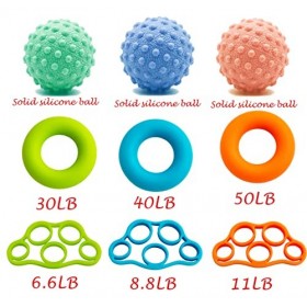 HandGrip Strength Trainer Kit de balles/Exerciser les doigts pour la thérapie de la main/Soulagement du stress/Arthrite & Gri