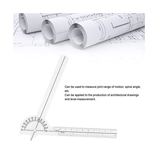 YEmirth Goniomètre Gamme Articulaire Rapporteur De Mouvement 180 Degrés Transparent Marque Claire Mesure du Doigt Règle De Ph