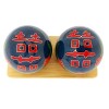 Top Chi Double boules de Baoding avec support en bambou Medium 4,1 cm 