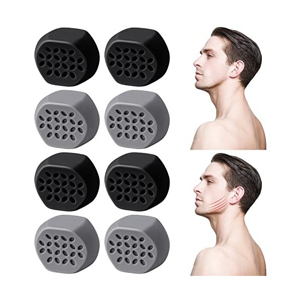 Lanjue 8 Pcs Machoire Musculation, 2 Styles Hommes Muscler la Machoire Jawliner Exercice Machoire, Entraîneur de Mâchoire Uni