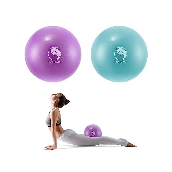 Slim Panda Ballon Pilates Petite, 23 cm Anti-Slip Ballon de Gymnastique avec Paille de Gonflage, Soft Yoga Ball Équilibre pou