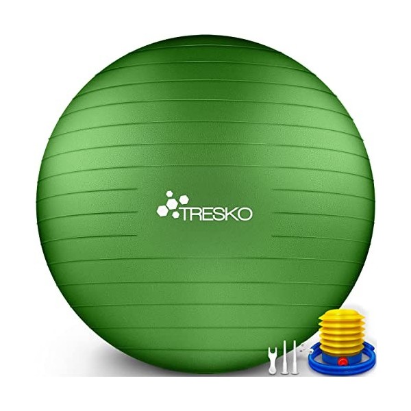 TRESKO® Ballon de Gymnastique | Anti-éclatement | Boule dassise | Balle de Yoga | Balles dexercices Fitness | 300 kg | avec