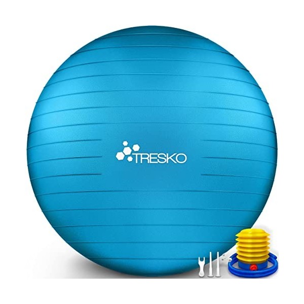 TRESKO® Ballon de Gymnastique | Anti-éclatement | Boule dassise | Balle de Yoga | Balles dexercices Fitness | 300 kg | avec