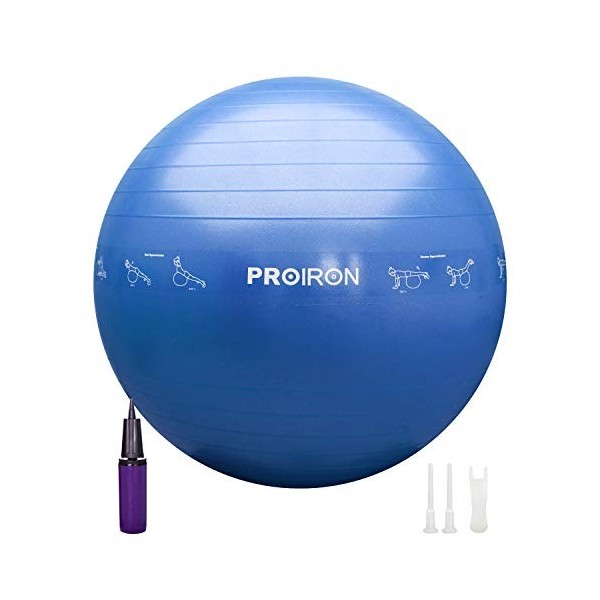 PROIRON Balles dexercices Fitness Très épais, 55CM 65CM 75CM Balle Gymnastique, Swiss Ball, Ballon de Gym avec Pompe Rapide,