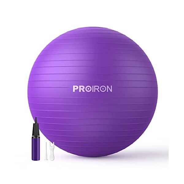 PROIRON Balles dexercices Fitness Très épais, 55CM 65CM 75CM Balle Gymnastique, Swiss Ball, Ballon de Gym avec Pompe Rapide,