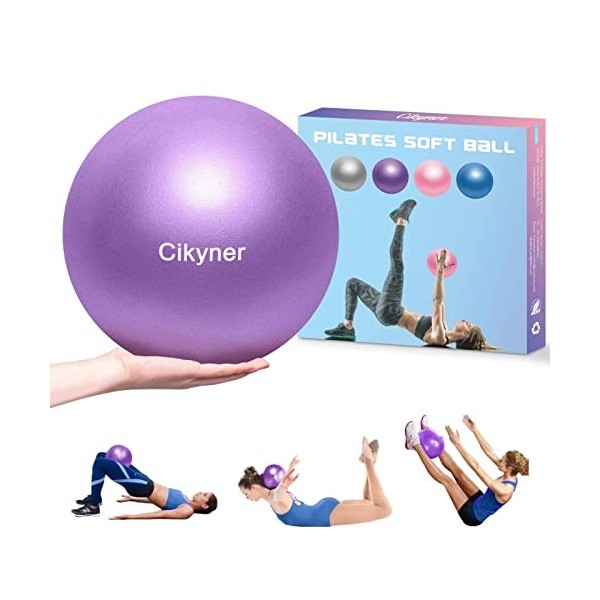 Cikyner Balle de Pilates Douce, Petite Balle dexercice de 23 à 25 cm avec Paille Gonflable,Convient pour Pilates, Yoga, entr