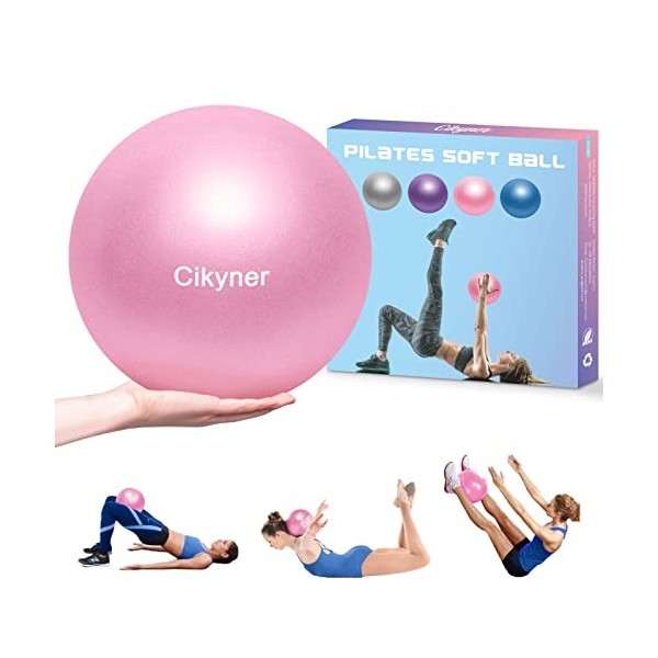 Cikyner Balle de Pilates Douce, Petite Balle dexercice de 23 à 25 cm avec Paille Gonflable,Convient pour Pilates, Yoga, entr