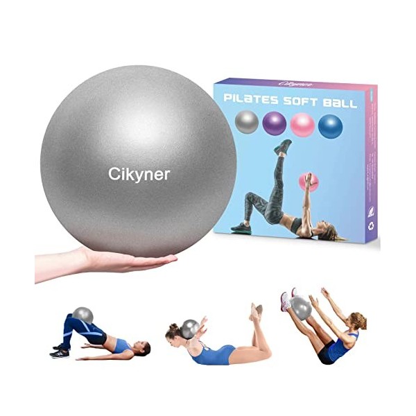 Cikyner Balle de Pilates Douce, Petite Balle dexercice de 23 à 25 cm avec Paille Gonflable,Convient pour Pilates, Yoga, entr