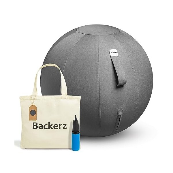 Backerz Siège Ballon 65cm - Balle intérieure PVC Résistante, Capacité 110kg, Caoutchouc, Housse Lin Doux Lavable - Chaise Bal