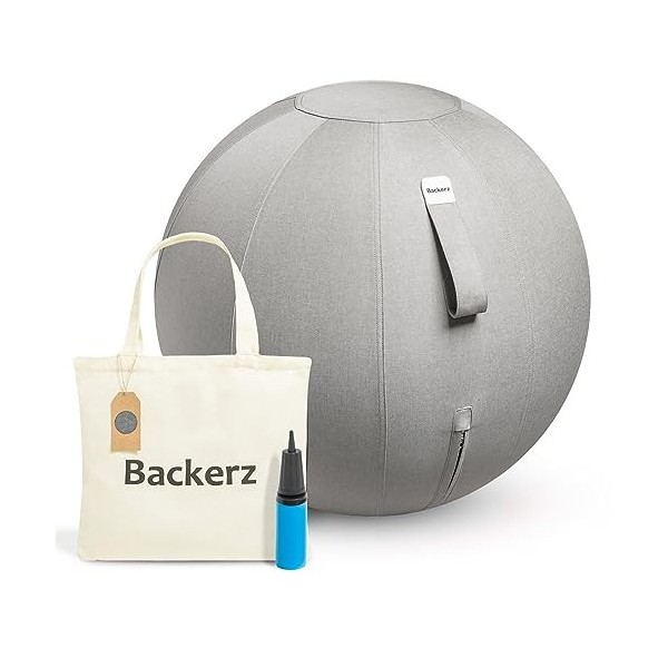 Backerz Siège Ballon 65cm - Balle intérieure PVC Résistante, Capacité 110kg, Caoutchouc, Housse Lin Doux Lavable - Chaise Bal