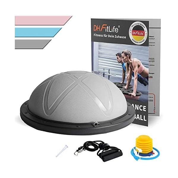 DH FitLife Balance, Yoga Balance, Yoga - 60 x 22 cm à 200 kg - Charge maximale - Demi-ballon de gymnastique - Planche déquil