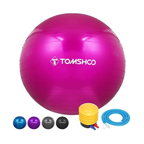 TOMSHOO Ballon de Yoga Anti-éclatement épais et Stable Rose, 45 