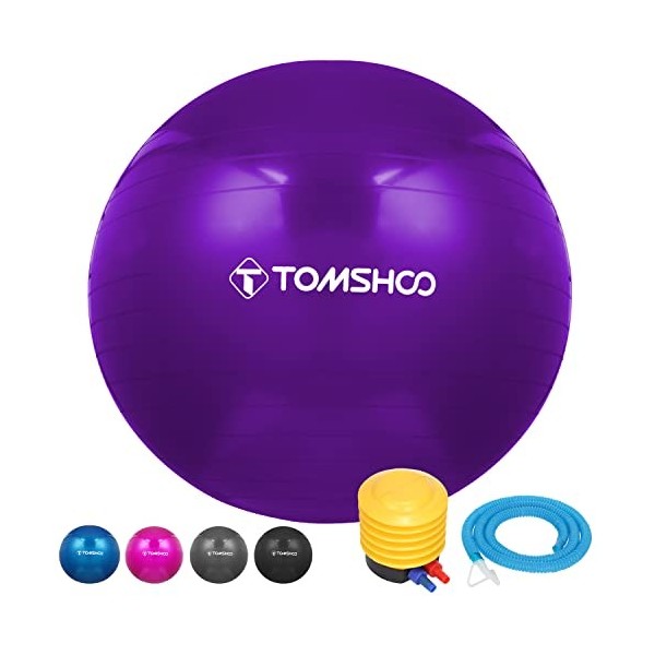 TOMSHOO Ballon de Yoga Anti-éclatement épais et Stable Rose, 45 