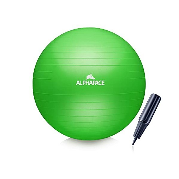 ALPHAPACE Balle de Gymnastique Anti-éclatement - Pompe à air INCL. - Ballon Fitness, Yoga, Gymnastique, Core, ou comme Chaise