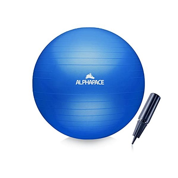 ALPHAPACE Balle de Gymnastique Anti-éclatement - Pompe à air INCL. - Ballon Fitness, Yoga, Gymnastique, Core, ou comme Chaise