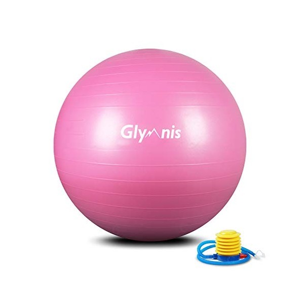 Glymnis Ballon de Fitness Ballon de Gymnastique 55cm 65cm 75cm Balle d’Exercice Antidérapant Maximale jusquà 300 kg pour Pil