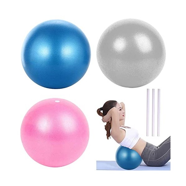 Yoga Balle,25cm Ballon de Pilates,3 Pcs Balles Exercices Fitness,Souple Balles Dexercices Fitness,Balles Déquilibre Pilates