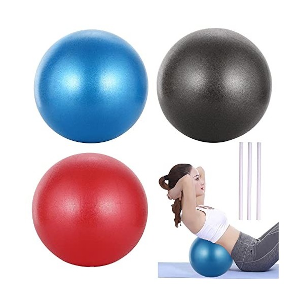 Yoga Balle,25cm Ballon de Pilates,3 Pcs Balles Exercices Fitness,Souple Balles Dexercices Fitness,Balles Déquilibre Pilates