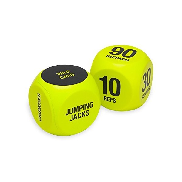 SPRI Exercise Dice 6-Sided - Game for Group Fitness & Exercise Classes - Includes Push Ups, Squats, Lunges, Jumping Jacks, 