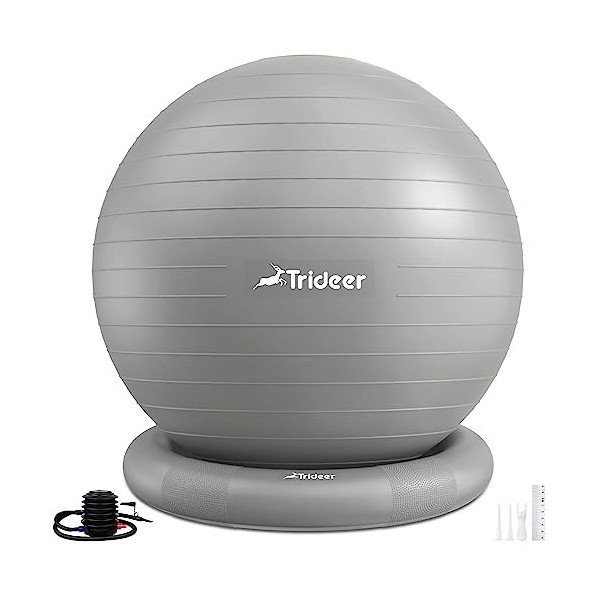 Trideer Ballon dexercice extra épais, 5 tailles de chaise ballon, ballon suisse robuste pour léquilibre, la stabilité, la g