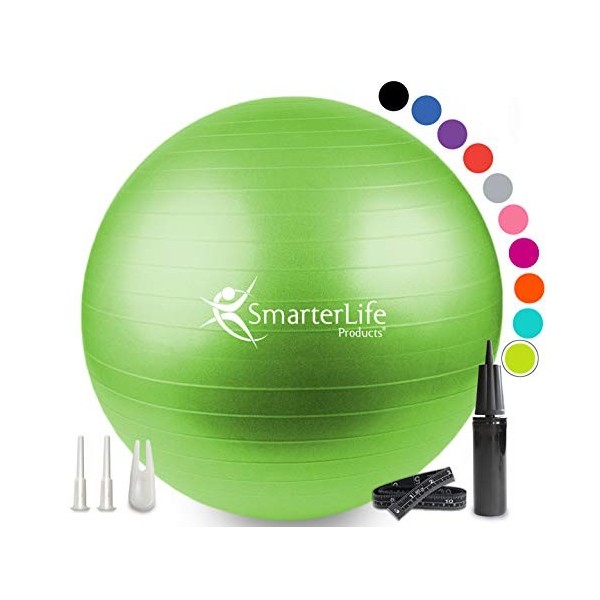 SmarterLife Ballon dexercice dentraînement pour le fitness, le yoga, léquilibre, la stabilité ou laccouchement, idéal com