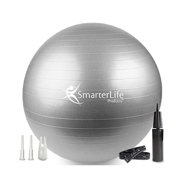 SmarterLife Ballon dexercice dentraînement pour le fitness, le yoga, léquilibre, la stabilité ou laccouchement, idéal com