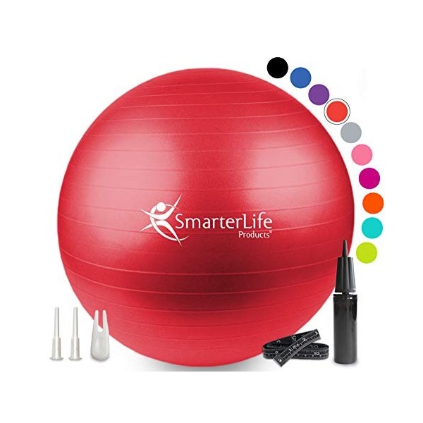 SmarterLife Ballon dexercice dentraînement pour le fitness, le yoga, léquilibre, la stabilité ou laccouchement, idéal com