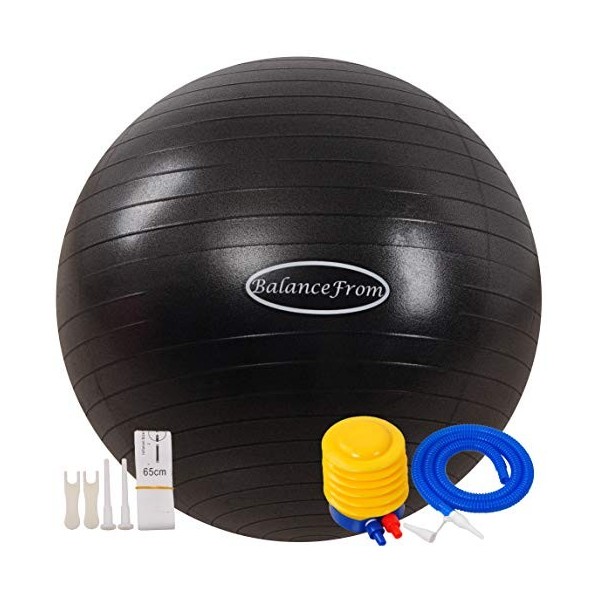BalanceFrom Ballon dexercice Anti-éclatement et antidérapant pour Yoga, Fitness, Accouchement avec Pompe Rapide, capacité de