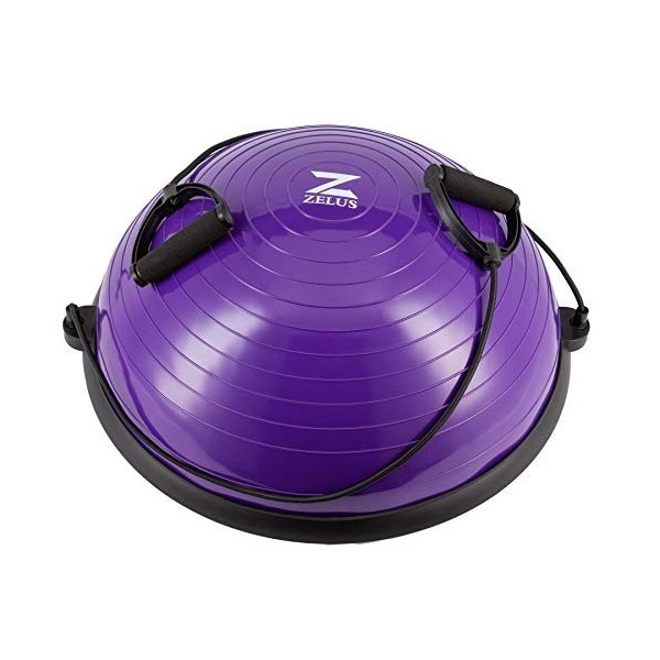 Z ZELUS Demi-ballon dexercice de yoga avec bandes de résistance et pompe à pied pour yoga, fitness, gym à domicile violet 