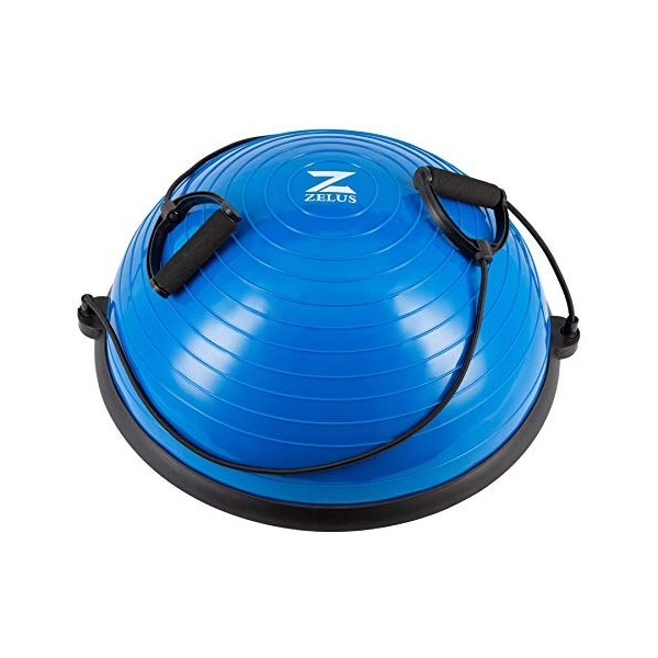 Z ZELUS Demi-ballon dexercice de yoga avec bandes de résistance et pompe à pied pour yoga, fitness, gym à domicile violet Ba...