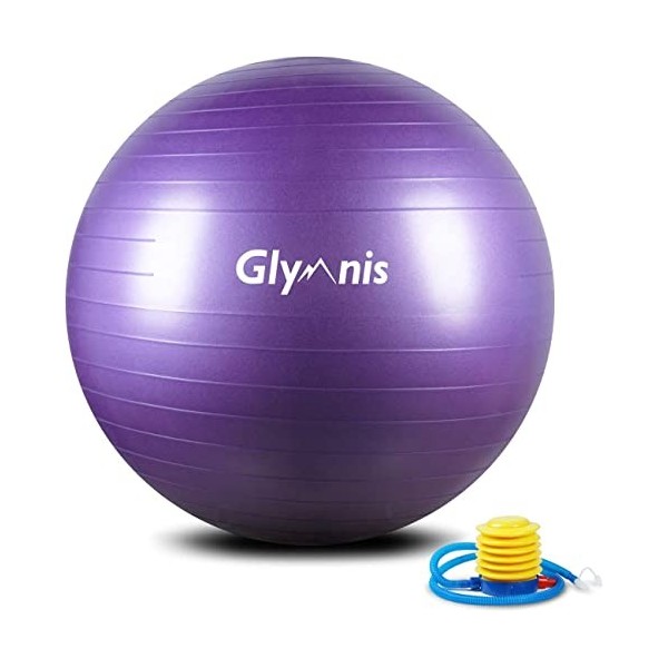 Glymnis Ballon de Fitness Ballon de Gymnastique 55cm 65cm 75cm Balle d’Exercice Antidérapant Maximale jusquà 300 kg