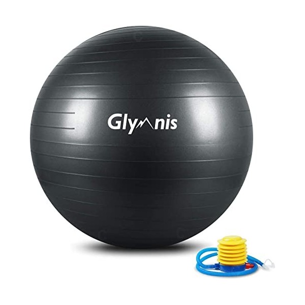 Glymnis Ballon de Fitness Ballon de Gymnastique 55cm 65cm 75cm Balle d’Exercice Antidérapant Maximale jusquà 300 kg