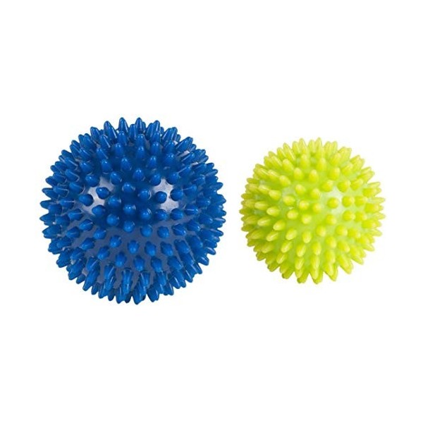 Hudora Fitness 9 76769 Lot de 2 Balles de Mmassage Ball 2 pièces, Bleu/Jaune, 9, 76769