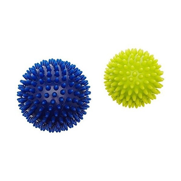 Hudora Fitness 9 76769 Lot de 2 Balles de Mmassage Ball 2 pièces, Bleu/Jaune, 9, 76769