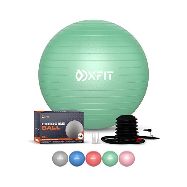 OXFIT Ballon dexercice,Anti-éclatement,Taille multiple,Ballon de yoga avec pompe à pied,Ballon de gymnastique pour fitness, 