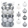 Victors Workshop Boule de Noel pour Decoration Noel,35pcs 5cm Boules de Noel Blanc Argenté Gris pour Deco Sapin de Noel,Pers