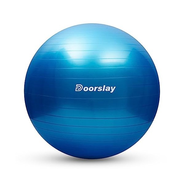 doorslay Ballon de yoga anti-éclatement - 55 cm/65 cm/75 cm - Ballon dexercice de stabilité, de remise en forme, avec pompe 